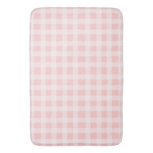 Roze en witte gingham Bath Mat (Voorkant Verticaal)