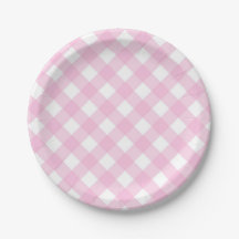 Roze en witte gingham Borden papier