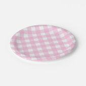 Roze en witte gingham Borden papier Papieren Bordje (Gekanteld)
