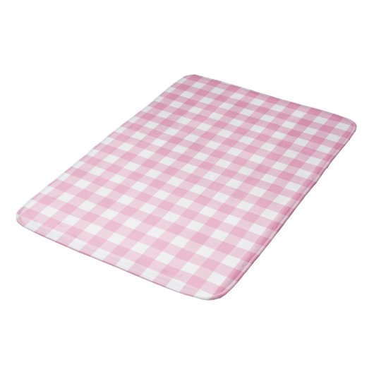 Roze en witte Gingham Buffalo Check Plaid Badmat (Gekanteld)