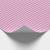 Roze en witte gingham cadeaupapier (Hoek)