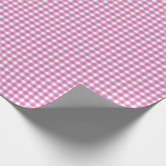 Roze en witte gingham cadeaupapier (Hoek)