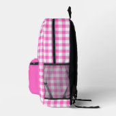 Roze en witte Gingham Check geruite Monogram Bedrukte Rugzak (Rechts)