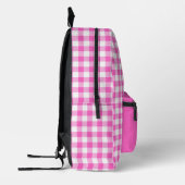 Roze en witte Gingham Check geruite Monogram Bedrukte Rugzak (Links)