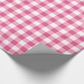 Roze en witte gingham Check Patroon Cadeaupapier (Hoek)