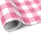 Roze en witte gingham Check Patroon Cadeaupapier (Rol Hoek)