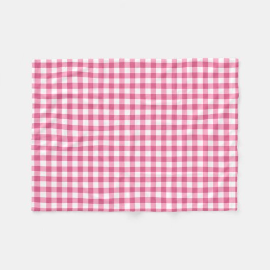 Roze en witte gingham Check Patroon Fleece Deken (Voorkant (Horizontaal))