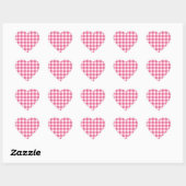 Roze en witte Gingham check patroon Hart Sticker (Vel)