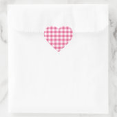 Roze en witte Gingham check patroon Hart Sticker (Tas)