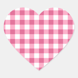 Roze en witte Gingham check patroon Hart Sticker