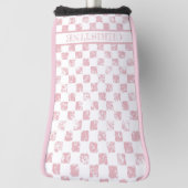 Roze en Witte Gingham Dames Golf Head Hoesje Golfheadcover (Draai 90)