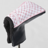 Roze en Witte Gingham Dames Golf Head Hoesje Golfheadcover (3/4 voorkant)