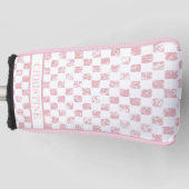 Roze en Witte Gingham Dames Golf Head Hoesje Golfheadcover (Voorkant)