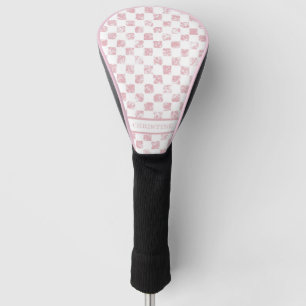 Roze en Witte Gingham Dames Golf Head Hoesje Golfheadcover