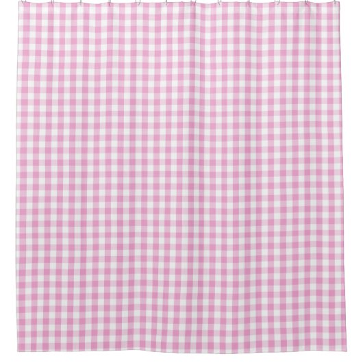 Roze en witte gingham douchegordijn (Voorkant)