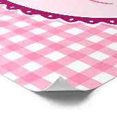 Roze en Witte Gingham en Frame Bloem Kunst Poster (Hoek)