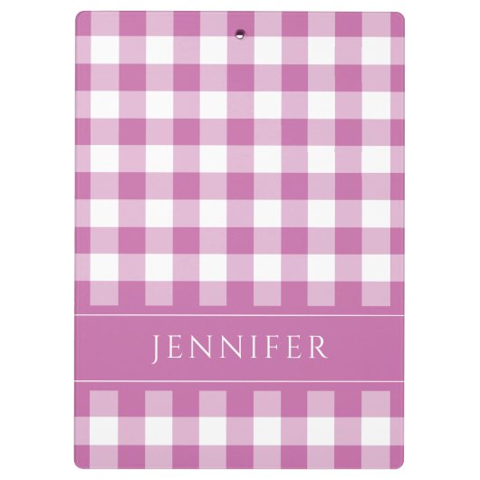 Roze en witte Gingham Gecontroleerde Patroonnaam A Klembord (Achterkant)