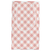 Roze en witte gingham geruite cadeautas (Voorkant)