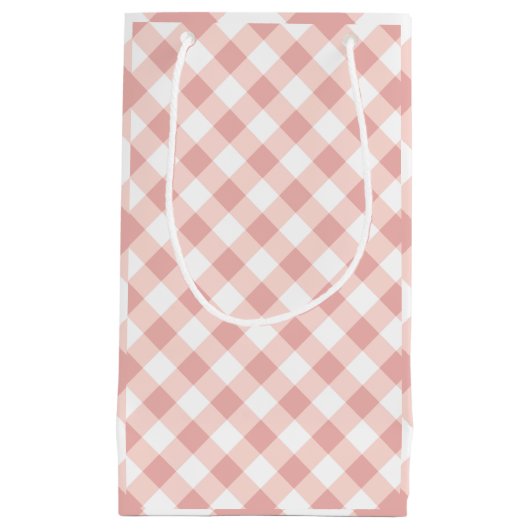 Roze en witte gingham geruite cadeautas (Voorkant)