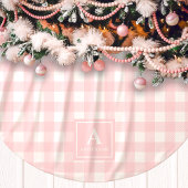 Roze en witte Gingham geruite monogram Kerstboom Rok