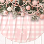 Roze en witte Gingham geruite monogram Kerstboom Rok