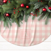 Roze en witte Gingham geruite monogram Kerstboom Rok