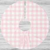 Roze en witte Gingham geruite monogram Kerstboom Rok