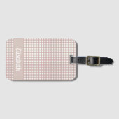 Roze en witte gingham geruite patroon personaliser bagagelabel (Voorkant (horizontaal))