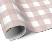 Roze en witte gingham geruite ruitjespatroon cadeaupapier (Rol Hoek)