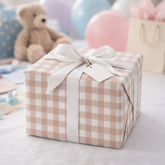 Roze en witte gingham geruite ruitjespatroon cadeaupapier