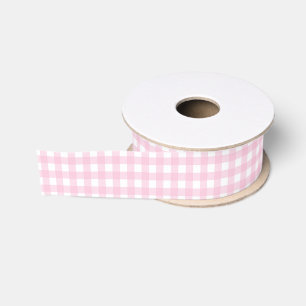 Roze en witte Gingham Grosgrain Lint