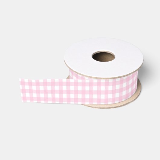 Roze en witte Gingham Grosgrain Lint (Spoel)