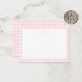 Roze en witte gingham meisje briefkaart (Voorkant / Achterkant in situ)