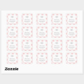 Roze en Witte Gingham Monogram Dank Je Vierkante S Sticker (Vel)