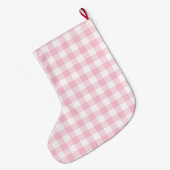 Roze en witte gingham, op maat gesneden grote kerstsok (Achterkant (Hangend))