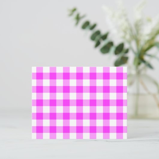 Roze en witte gingham Patroon Briefkaart (Staand voorkant)