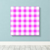 Roze en witte gingham Patroon Canvas Afdruk (Insitu (Houten vloer))