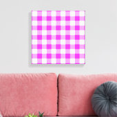 Roze en witte gingham Patroon Canvas Afdruk (Insitu (Woonkamer))