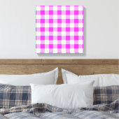 Roze en witte gingham Patroon Canvas Afdruk (Insitu (Slaapkamer))