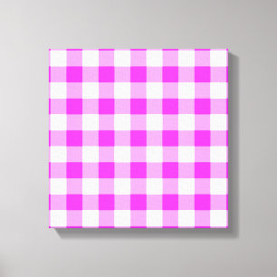 Roze en witte gingham Patroon Canvas Afdruk