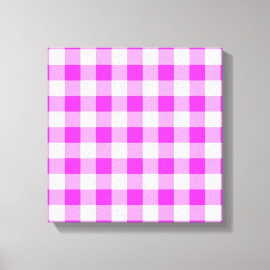 Roze en witte gingham Patroon Canvas Afdruk (Voorkant)