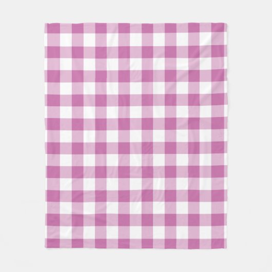 Roze en witte Gingham Patroon Fleece Deken (Voorkant)