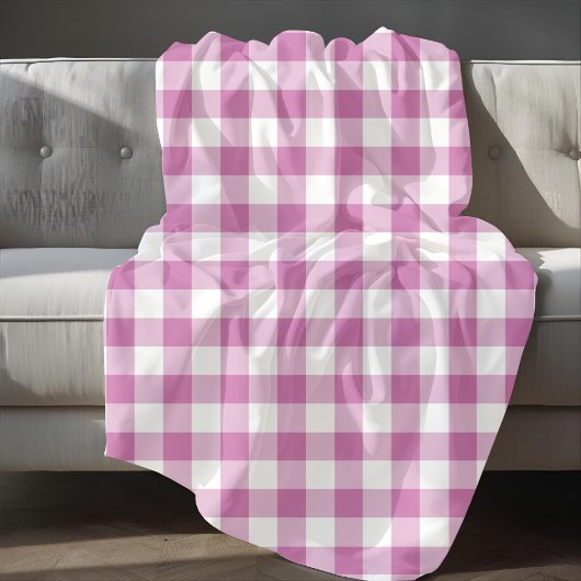 Roze en witte Gingham Patroon Fleece Deken