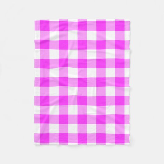 Roze en witte gingham Patroon Fleece Deken (Voorkant)
