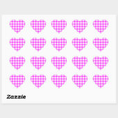 Roze en witte gingham Patroon Hart Sticker (Vel)
