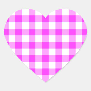Roze en witte gingham Patroon Hart Sticker