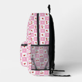 Roze en Witte Gingham Patroon Kersen Rugzak (Rechts)