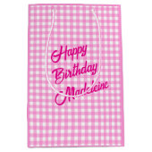 Roze en witte gingham Patroon Medium Cadeauzakje (Voorkant)