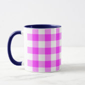 Roze en witte gingham Patroon Mok (Links)