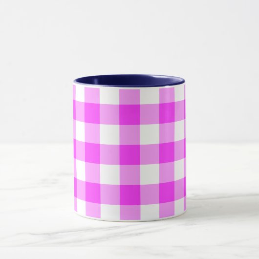 Roze en witte gingham Patroon Mok (Midden)
